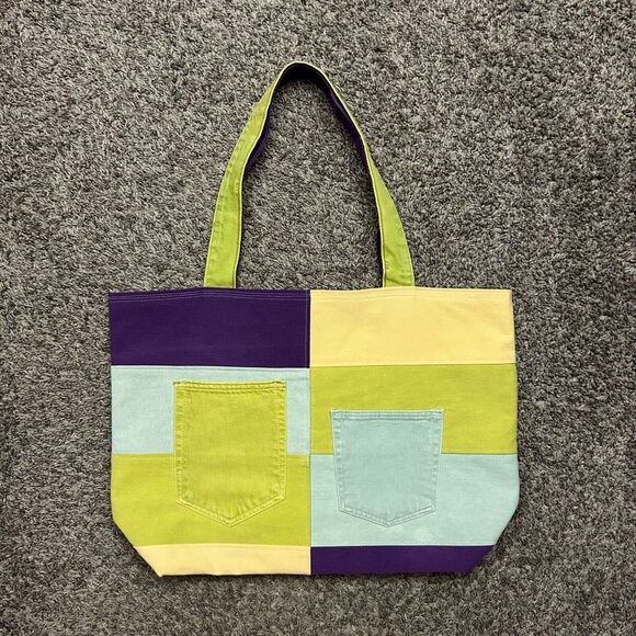 Handmade Patchwork Denim Bag Oversized Tote Shoulder Bag 15.5x5.5x15 - Picture 9 of 9